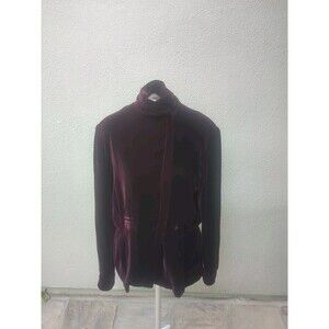 Vintage Ralph Lauren Top 10 Women's 10 Burgundy Silk Velvet Nehru Jacket  USA